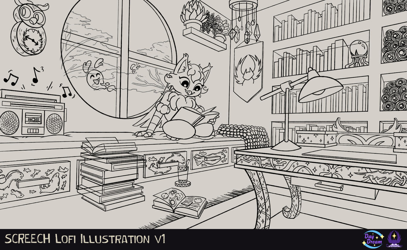 DayDream Shorts Marketing Illustration: Screech Lofi v1