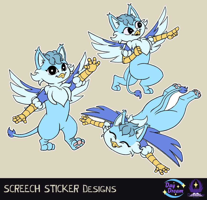 DayDream Shorts Marketing Illustration: Screech Stickers