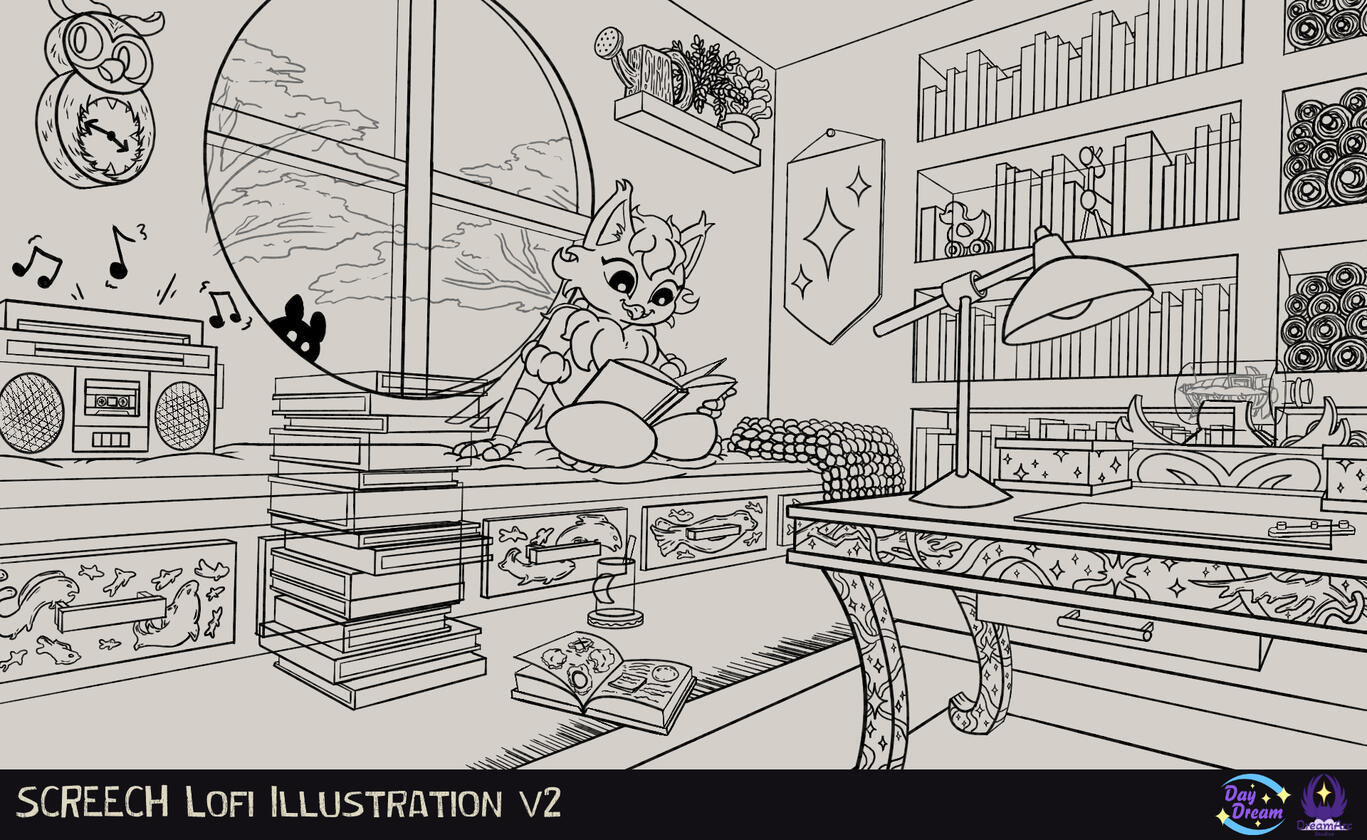 DayDream Shorts Marketing Illustration: Screech Lofi v2